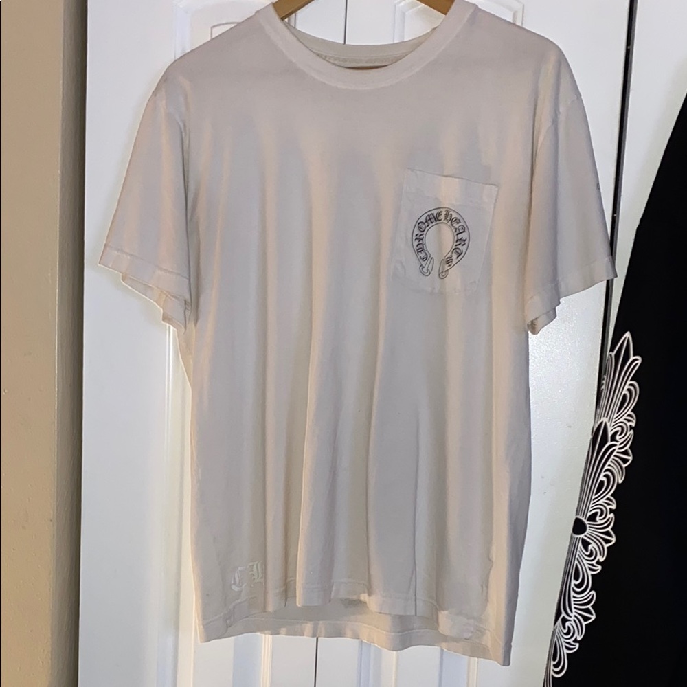 Chrome Hearts Vintage White Cemetery Cross Horseshoe Fck You Large Tee